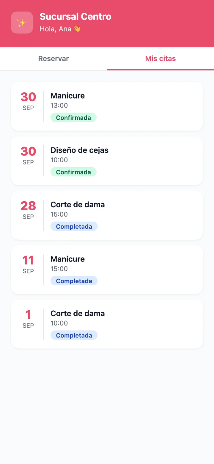 Mis citas en el portal con la cita Confirmada